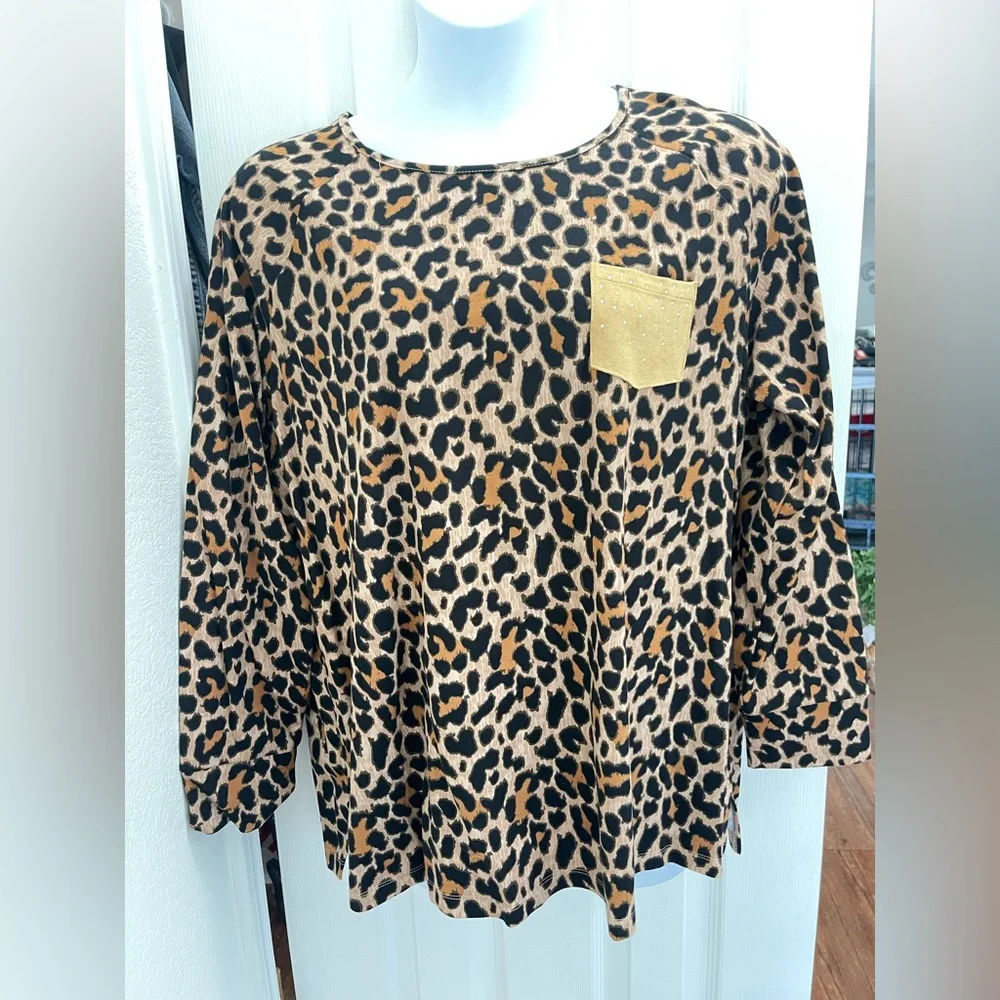 Quacker Factory Leopard Shirt - Picture 1 of 5